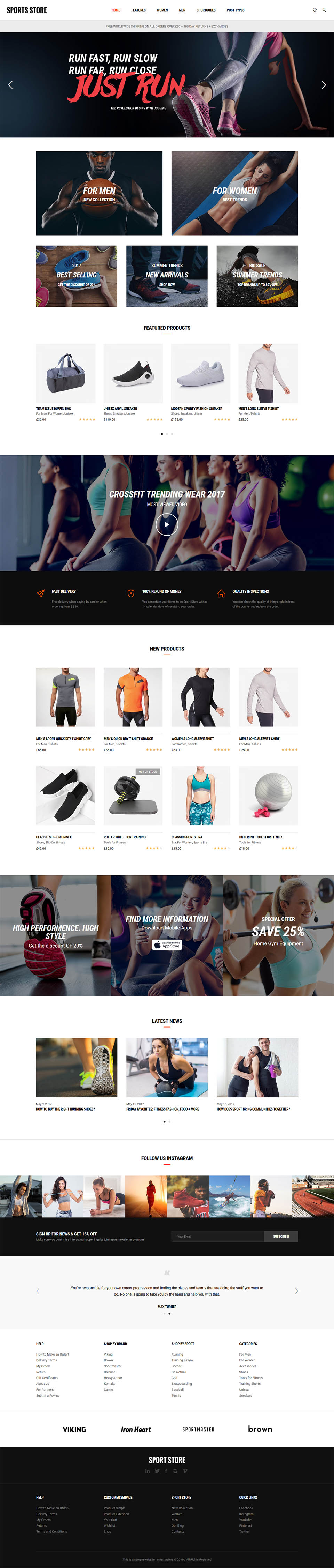 WordPress template ThemeForest Sports Store