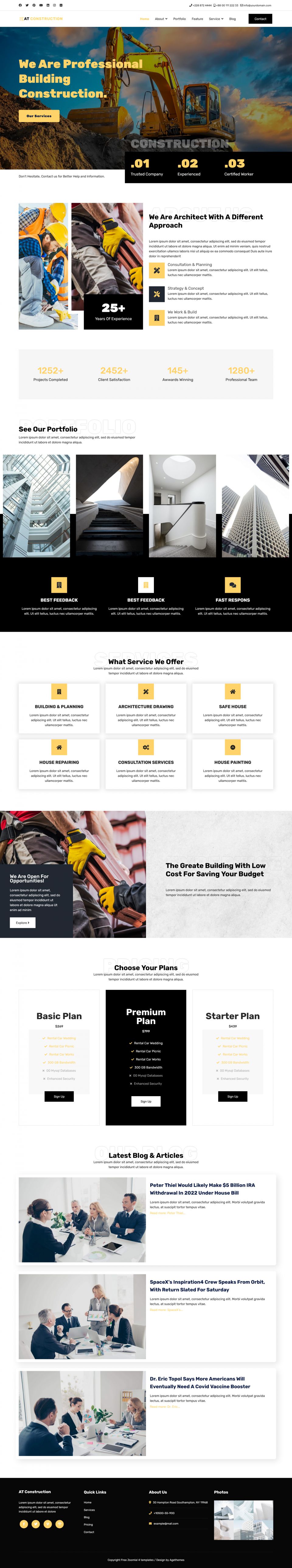 Joomla template AGE Themes Construction Onepage