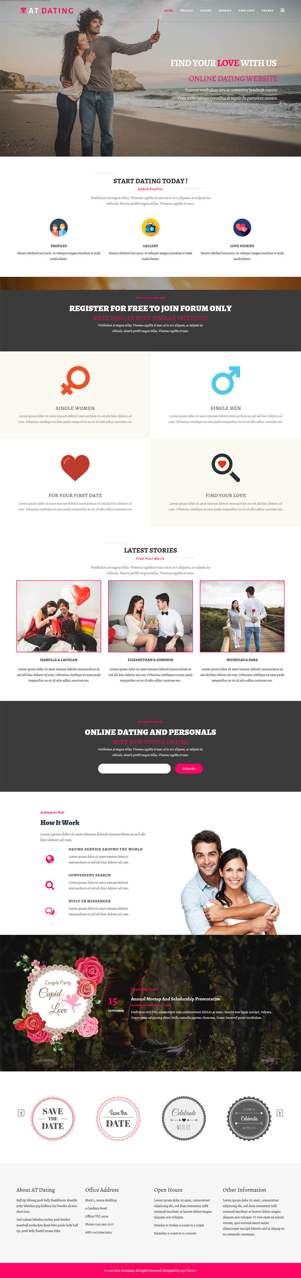 Joomla template AGE Themes Dating Onepage