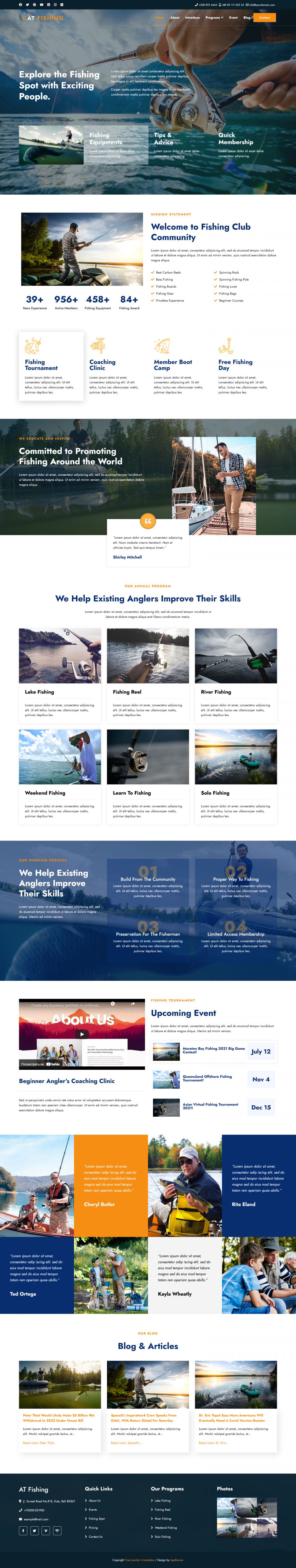 Joomla template AGE Themes Fishing Onepage