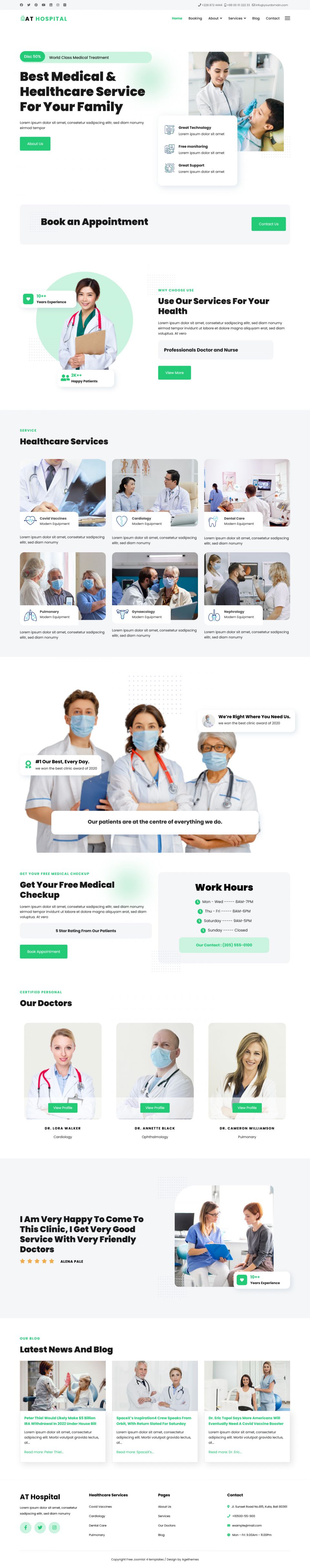 Joomla template AGE Themes Hospital Onepage