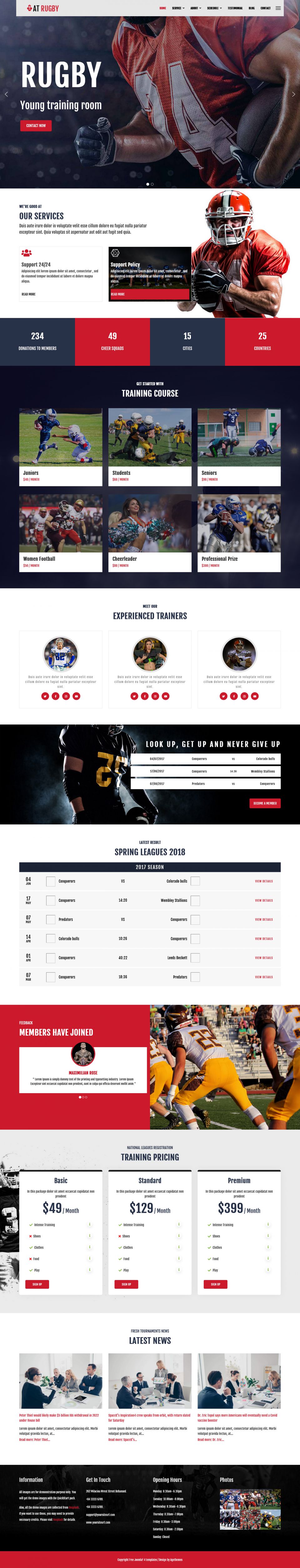 Joomla template AGE Themes Rugby Onepage