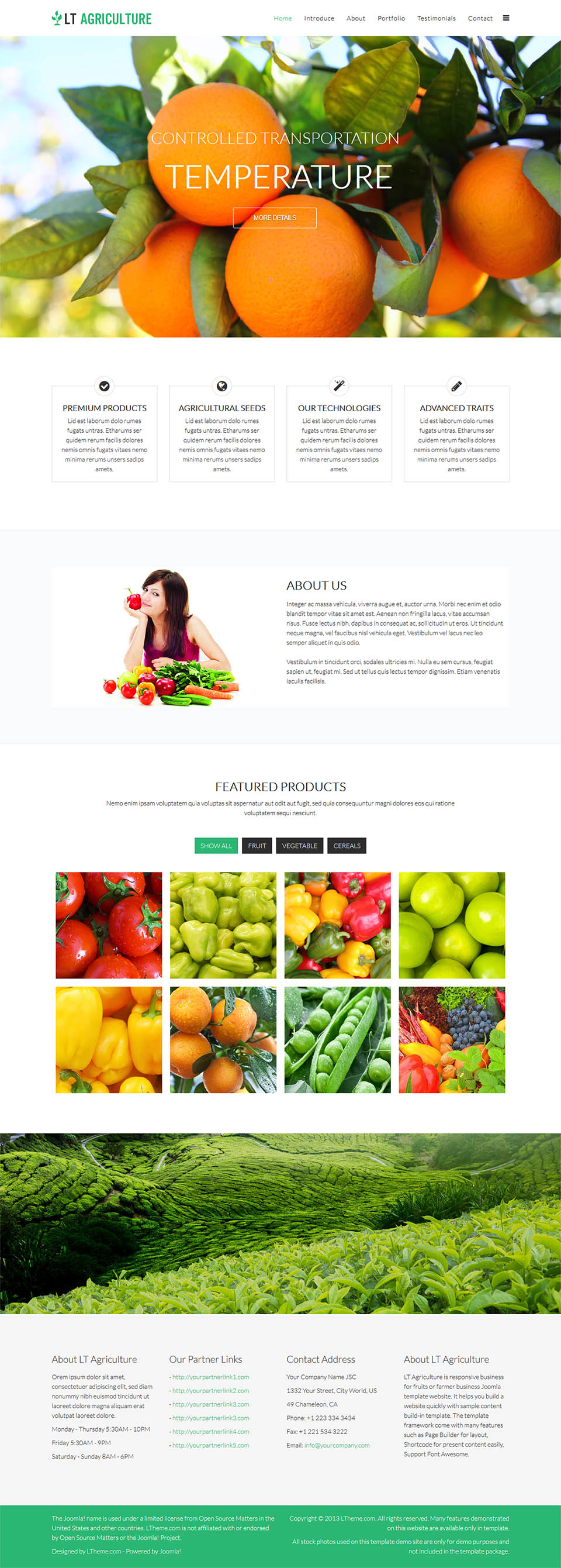 Joomla template LTheme Agriculture Onepage