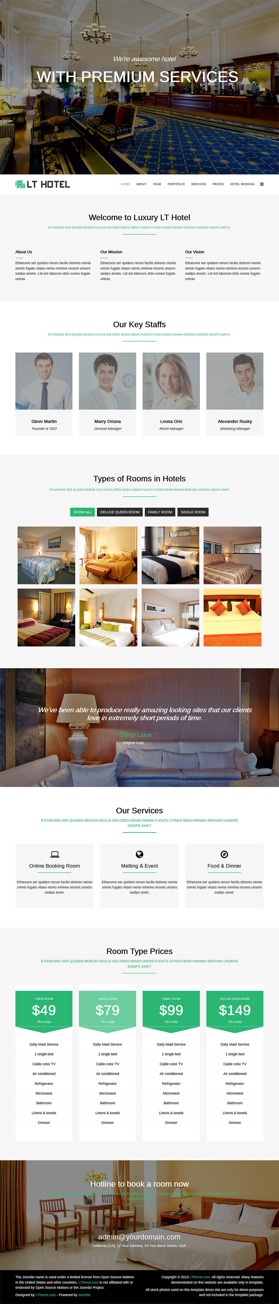 Joomla template LTheme Hotel Onepage