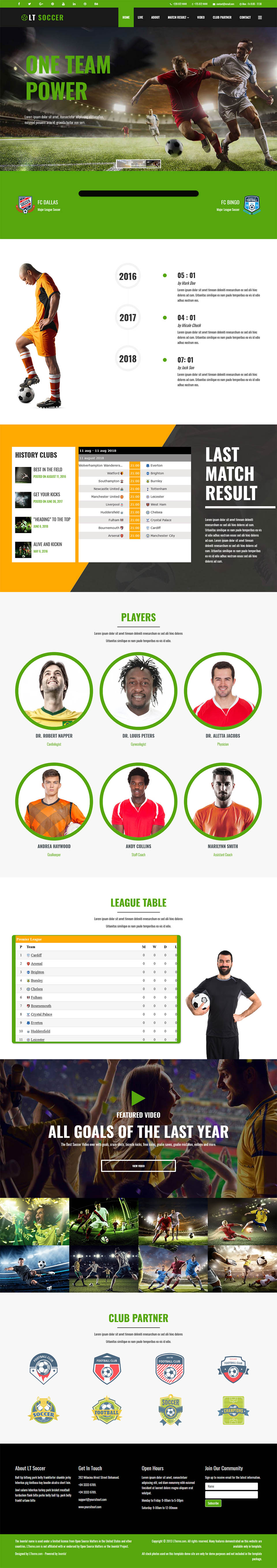 Joomla template LTheme Soccer Onepage