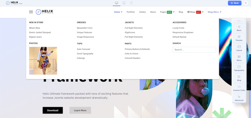 Final Mega Menu Output