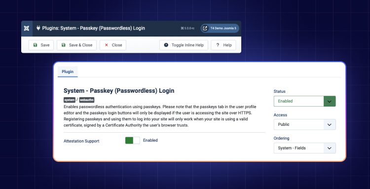 Passkey-based Passwordless Authentication in Joomla 5