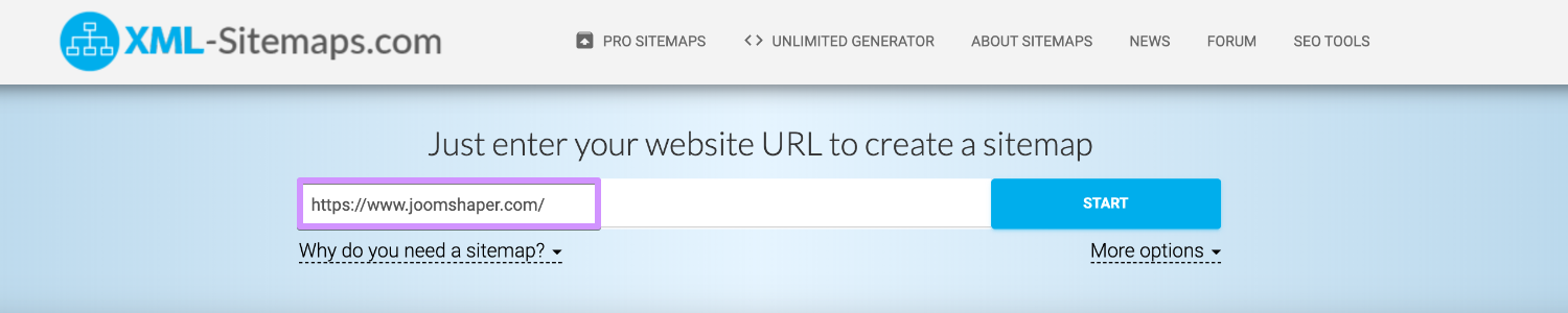 Depicts the interface where you input the URL.