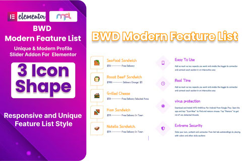 WordPress plugin CodeCanyon BWD Modern Feature List