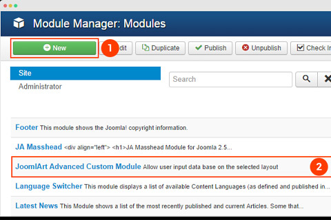 Joomla extension JA ACM