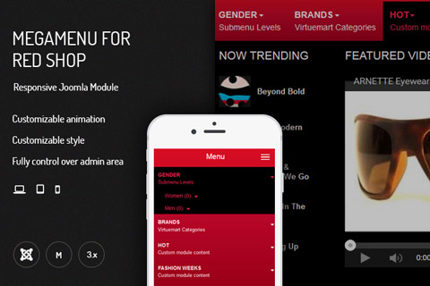 Joomla extension JUX Mega Menu for redSHOP
