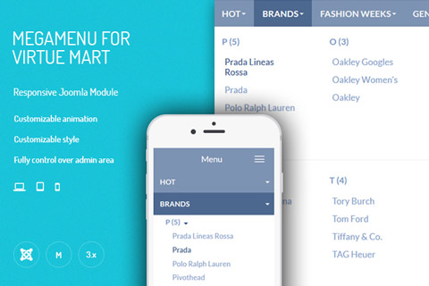 Joomla extension JUX Mega Menu for VirtueMart