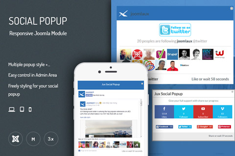 Joomla extension JUX Social Popup