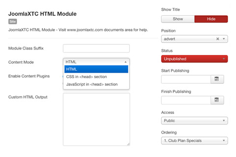 Joomla extension JXTC Custom HTML Pro