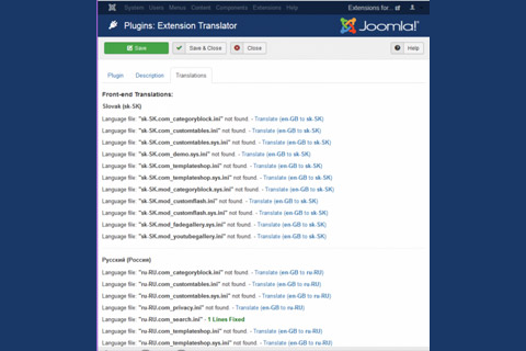 Joomla extension Extension Translator