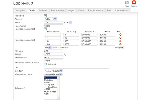 Joomla extension JoomShopping Addons: Front Product Editor