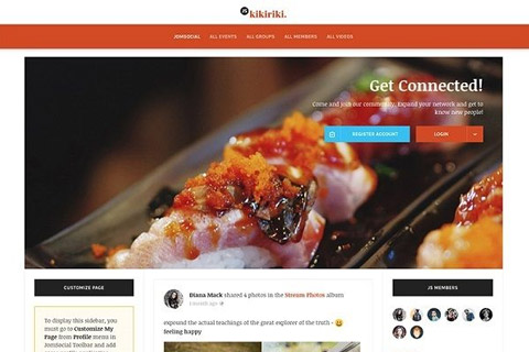 Joomla extension JomSocial Kikiriki Theme