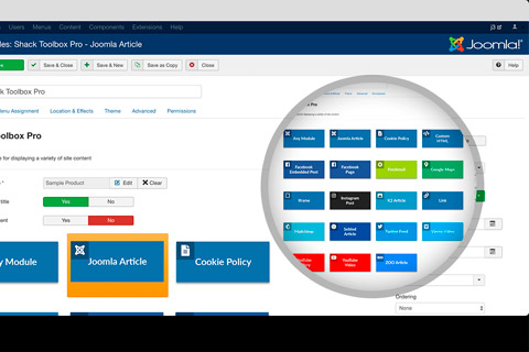 Joomla extension Shack Toolbox