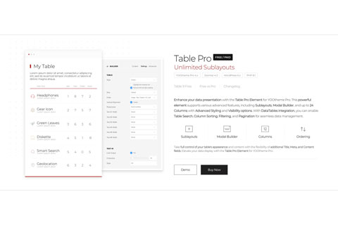 Table Pro element for YOOtheme Pro