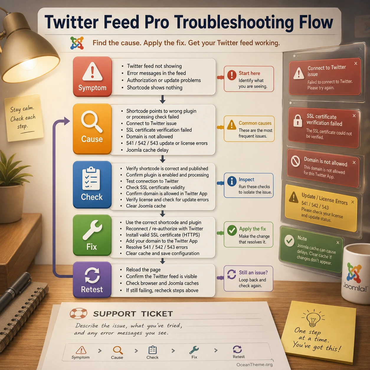 Twitter Feed Pro error diagnostics in Joomla