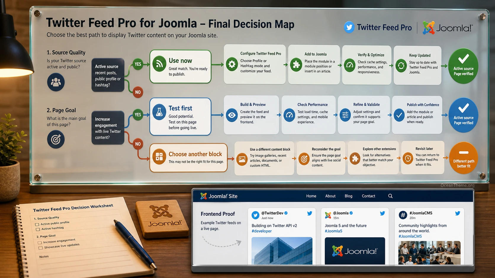 Final decision map for using Twitter Feed Pro in Joomla