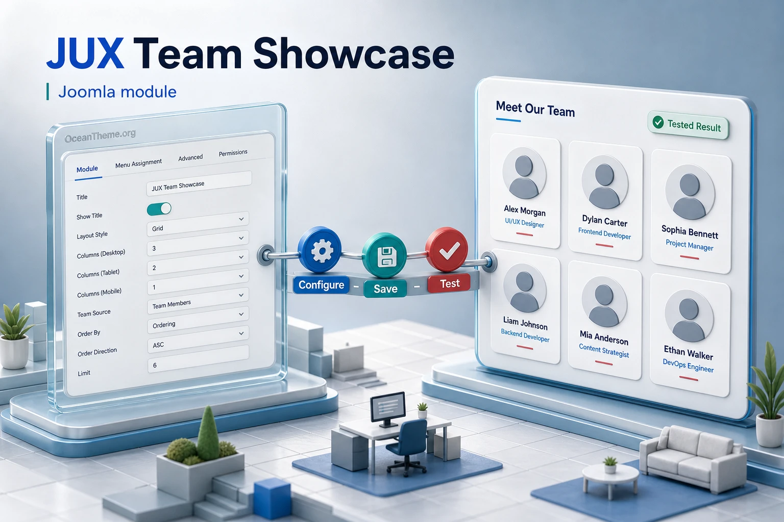 JUX Team Showcase v1.0.2 - Team demonstration module for Joomla | Guide
