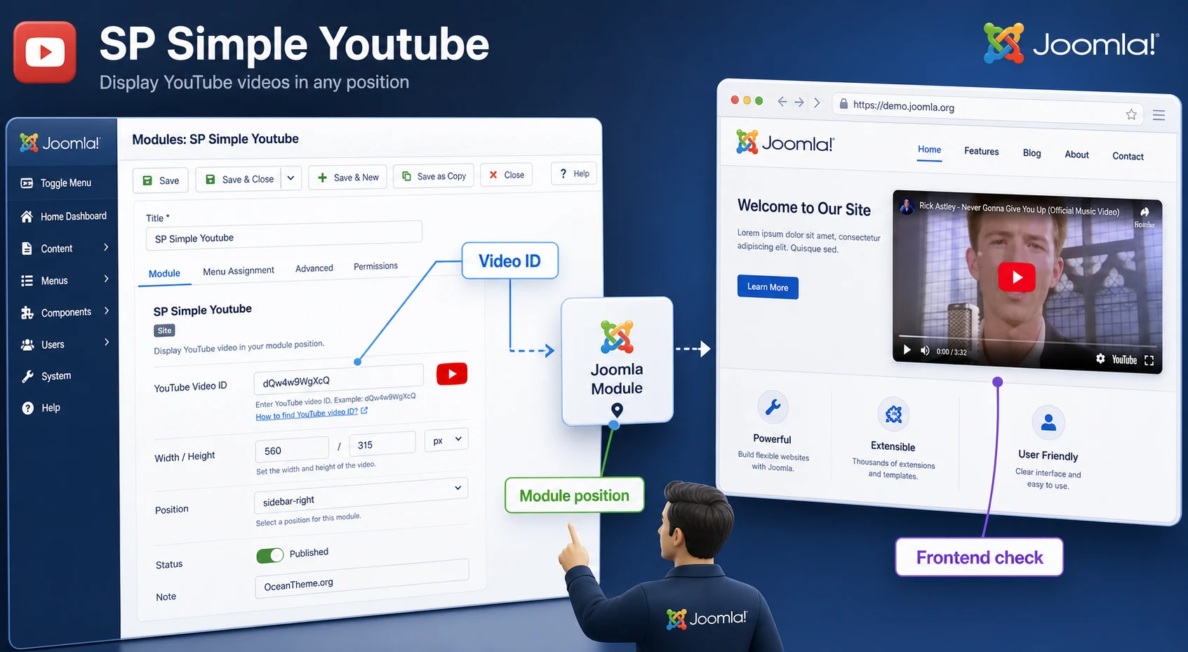 Cover image for the SP Simple Youtube guide for Joomla