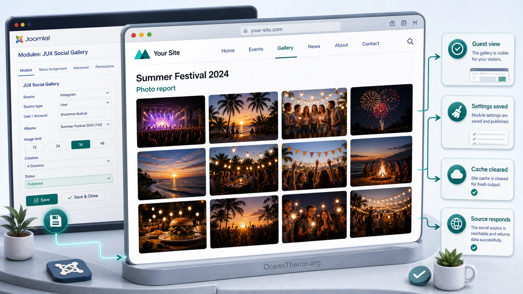 Verifying JUX Social Gallery results on the public side of the site