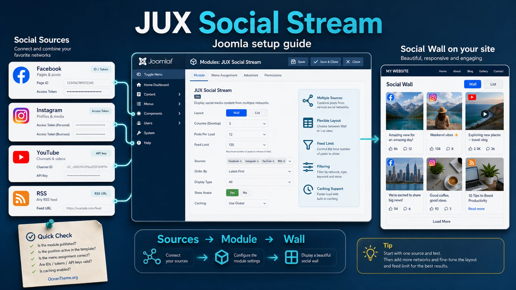 Cover image for the JUX Social Stream guide for Joomla