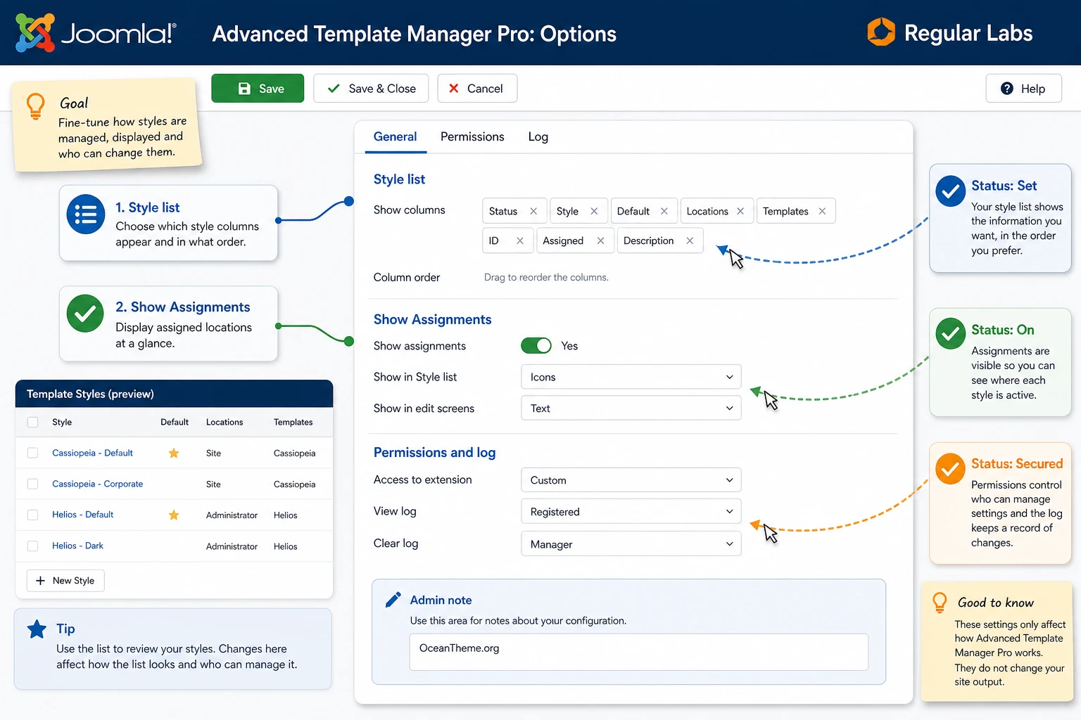 Main Advanced Template Manager Pro settings after installation