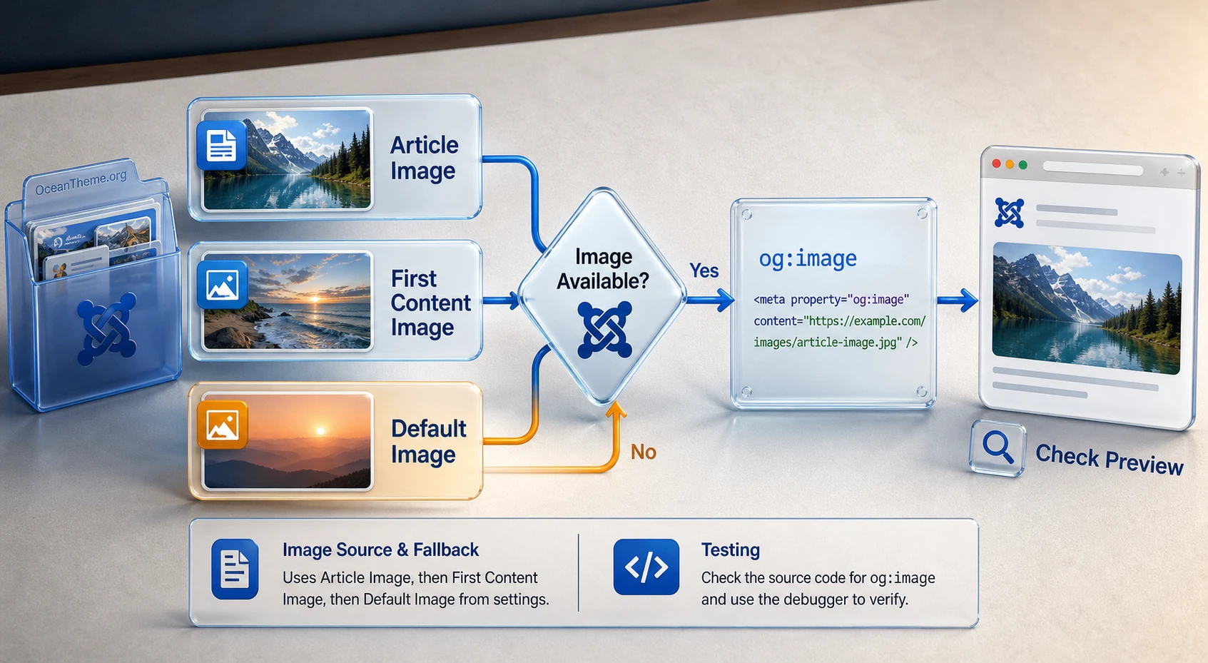 Image selection flow in Shack Open Graph Pro for Joomla