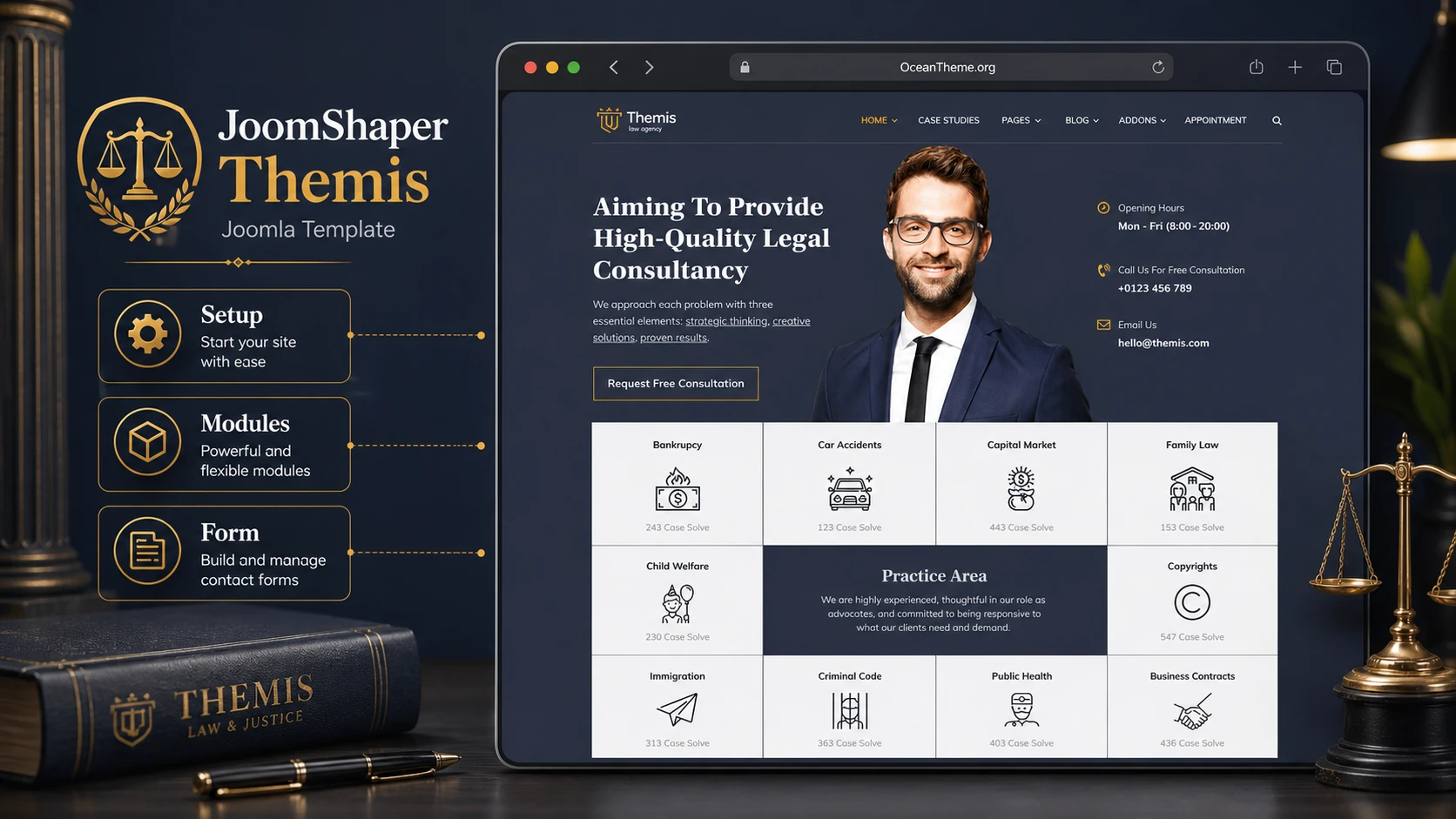 Guide cover for JoomShaper Themis with a legal template reference