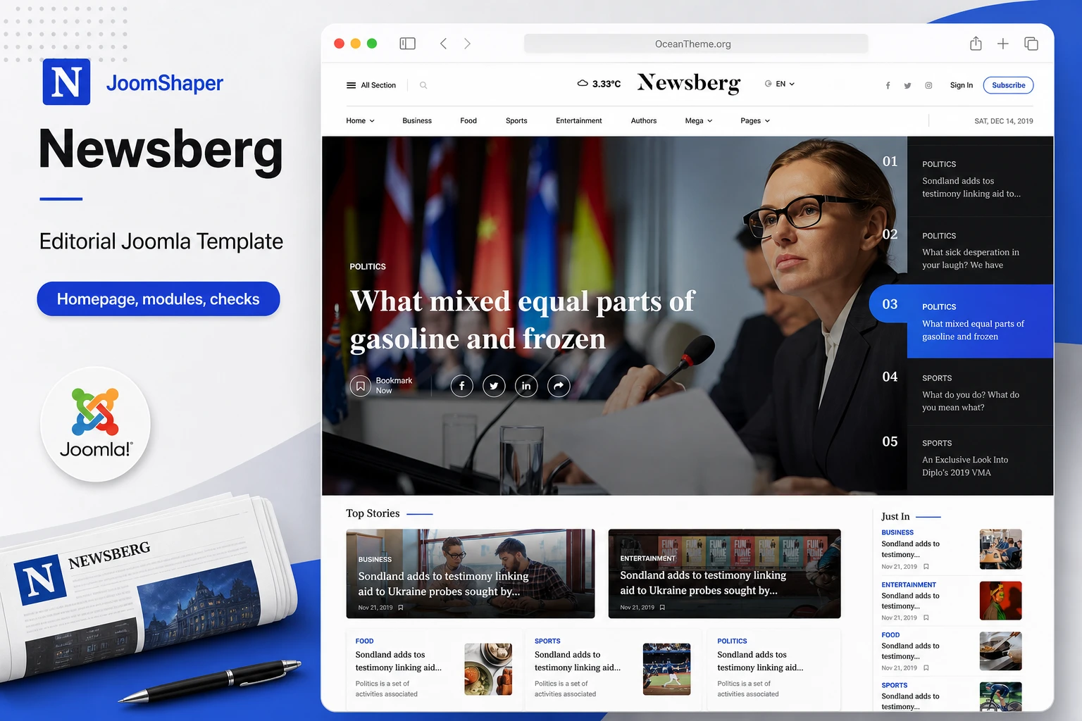 Cover image for the JoomShaper Newsberg guide with a news layout reference