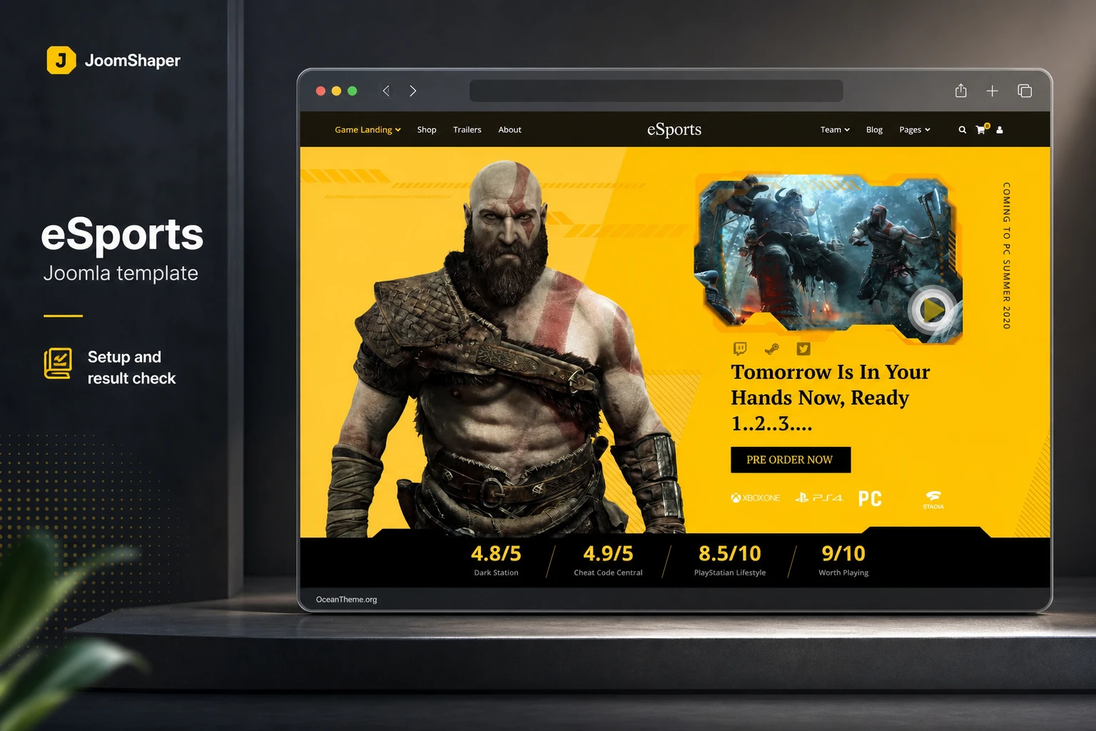 Cover image for the JoomShaper eSports guide with a gaming demo and Joomla template