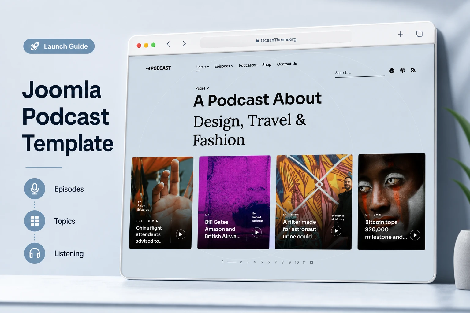 Guide cover for JoomShaper Podcast with a reference to the template homepage