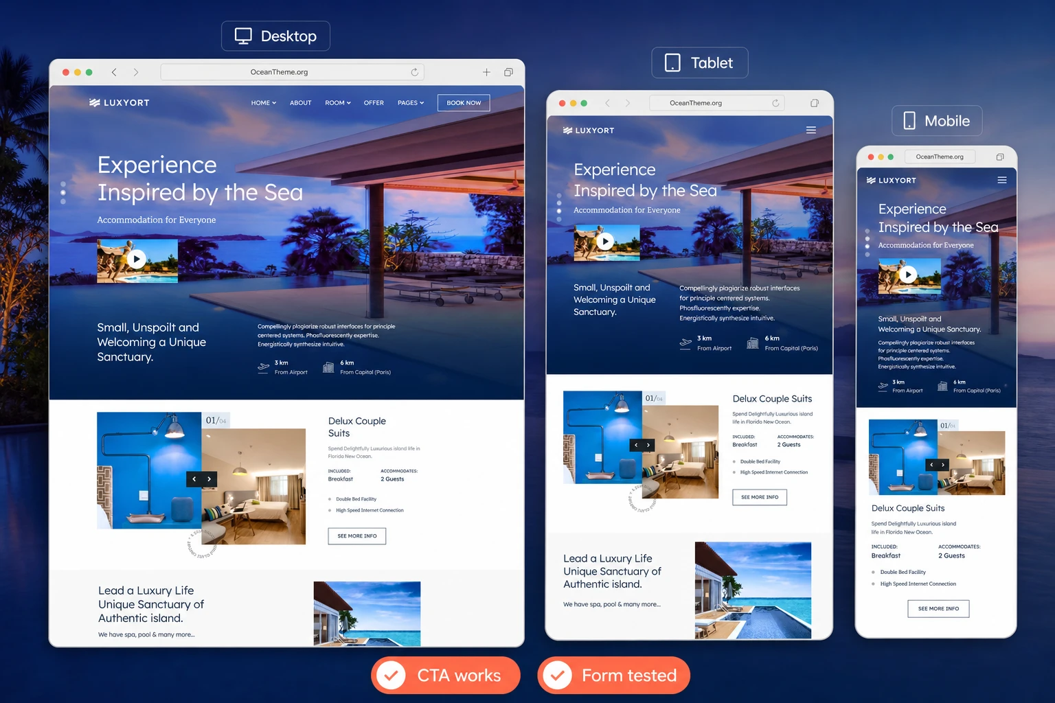 Luxyort result check on desktop, tablet, and mobile