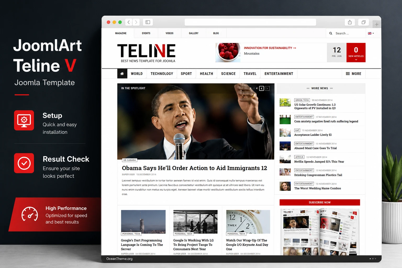 Cover image for the JoomlArt Teline V guide with a Joomla news template reference