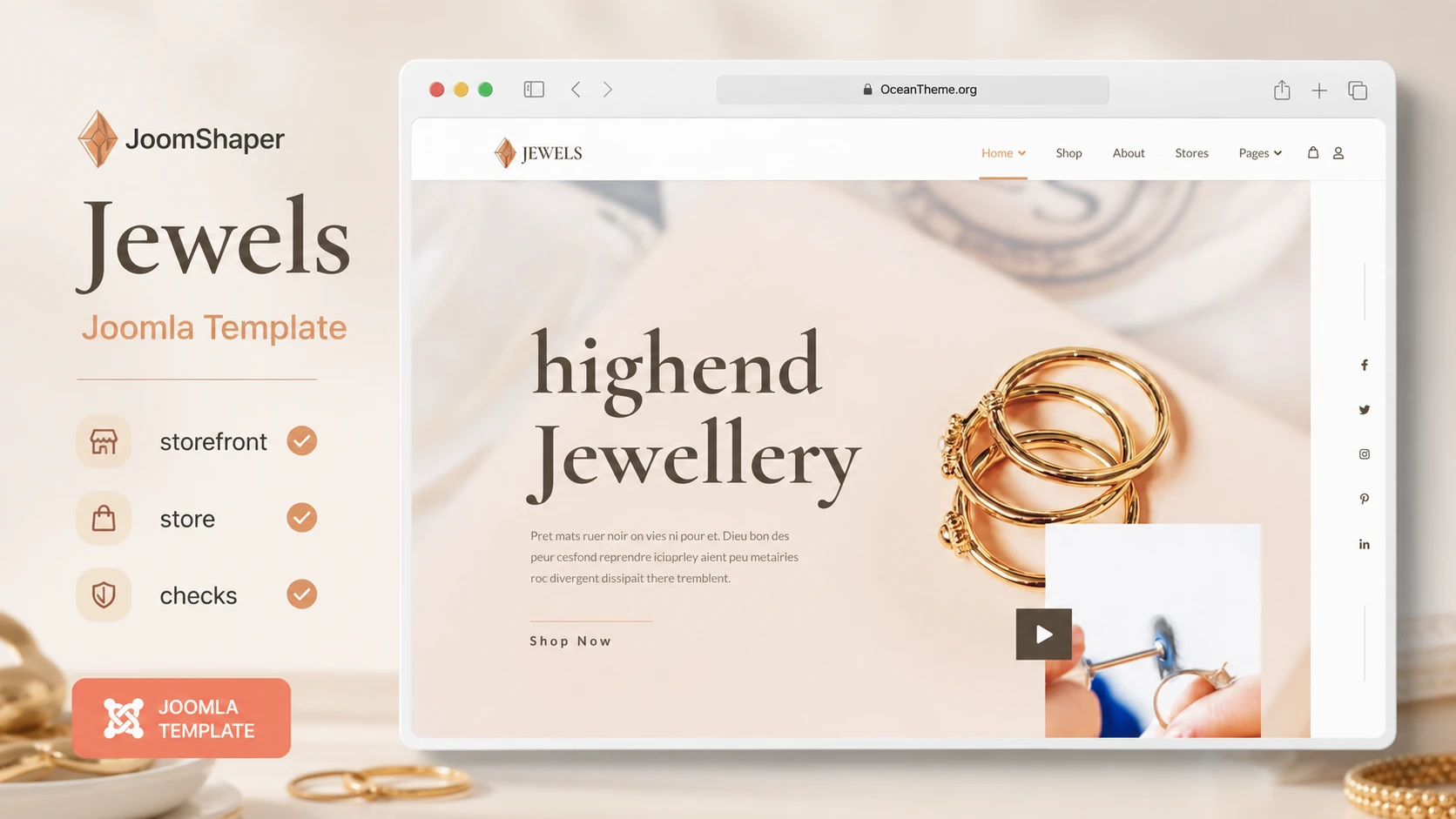 Cover image for the JoomShaper Jewels guide with a reference to the template homepage