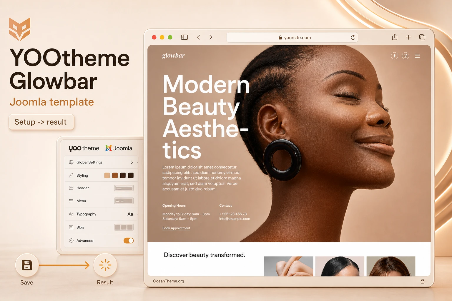 Cover image for the YOOtheme Glowbar guide with a reference to the template homepage