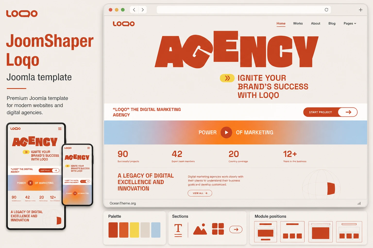 Cover image for the JoomShaper Loqo guide with the visual style of the Joomla template
