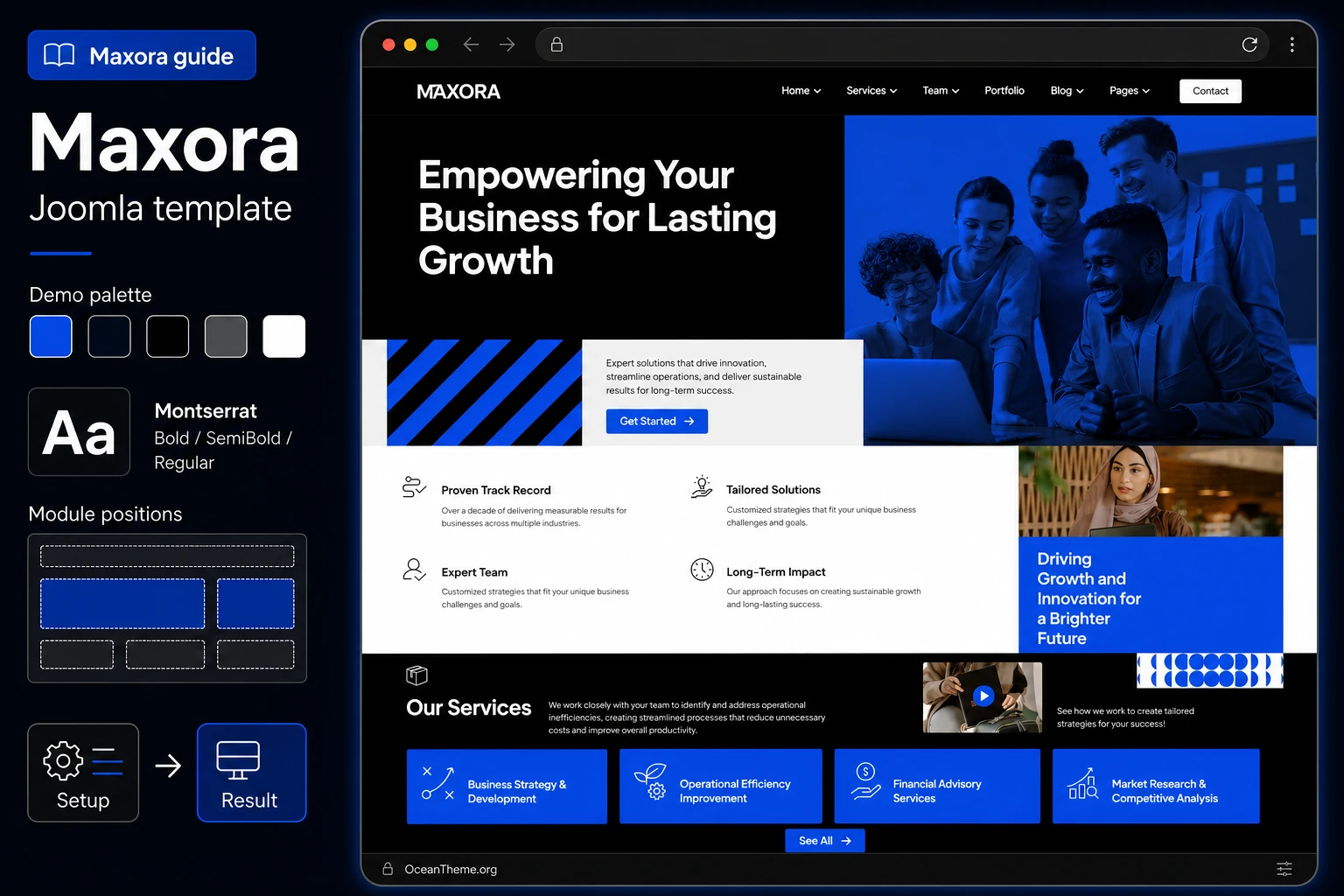 Cover image for the JoomShaper Maxora guide with a reference to the template homepage
