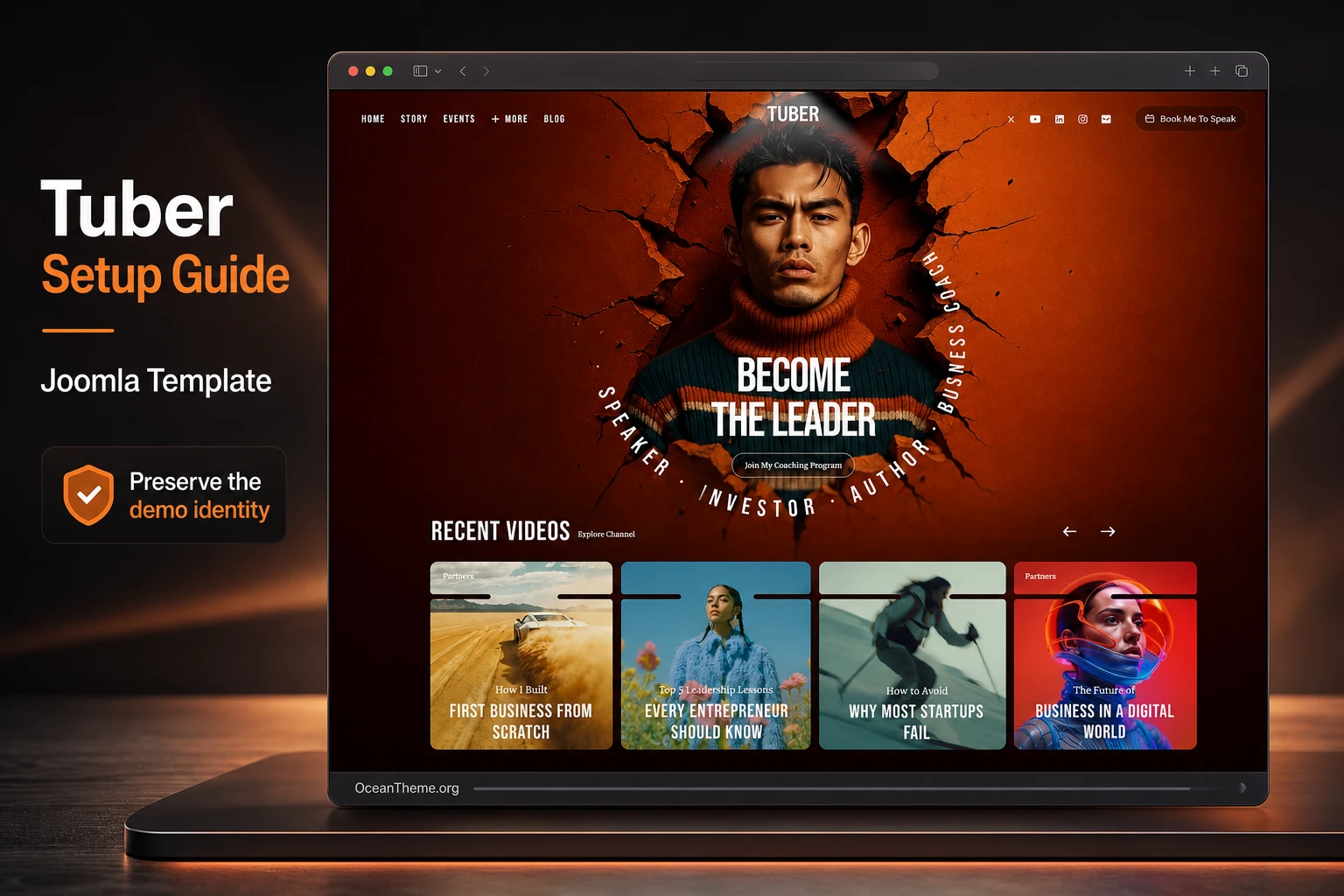 Cover image for the JoomShaper Tuber guide with a reference to the template homepage