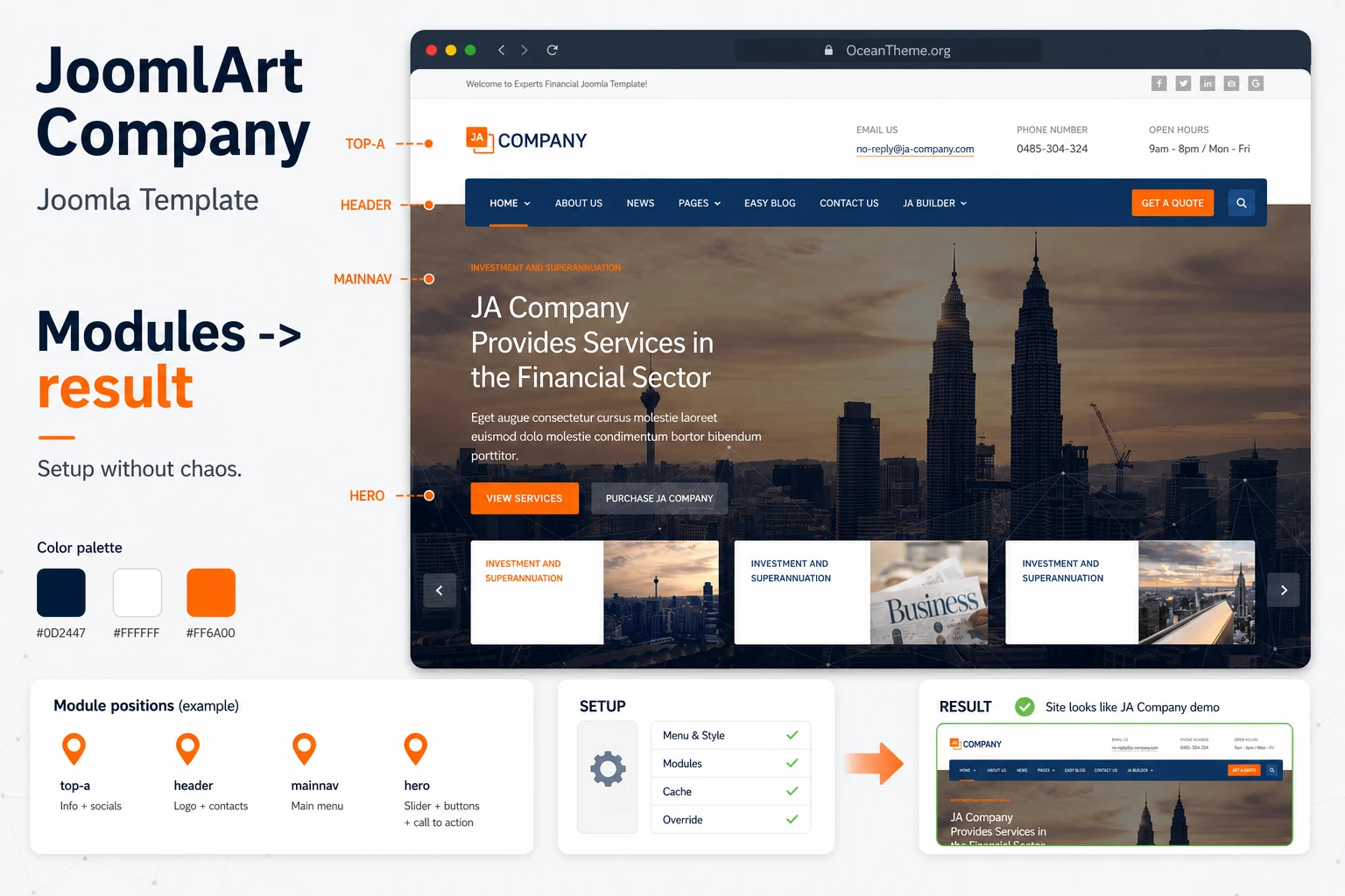 Cover image for the JoomlArt Company guide with a corporate template reference
