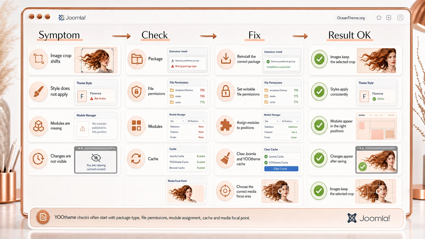YOOtheme Florence error diagnosis in Joomla