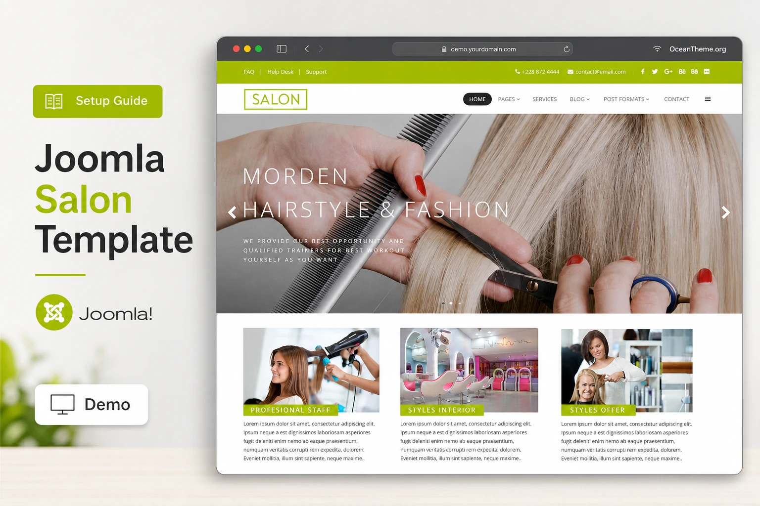 Cover image for the WarpTheme Salon Pro guide with the Joomla template hero section