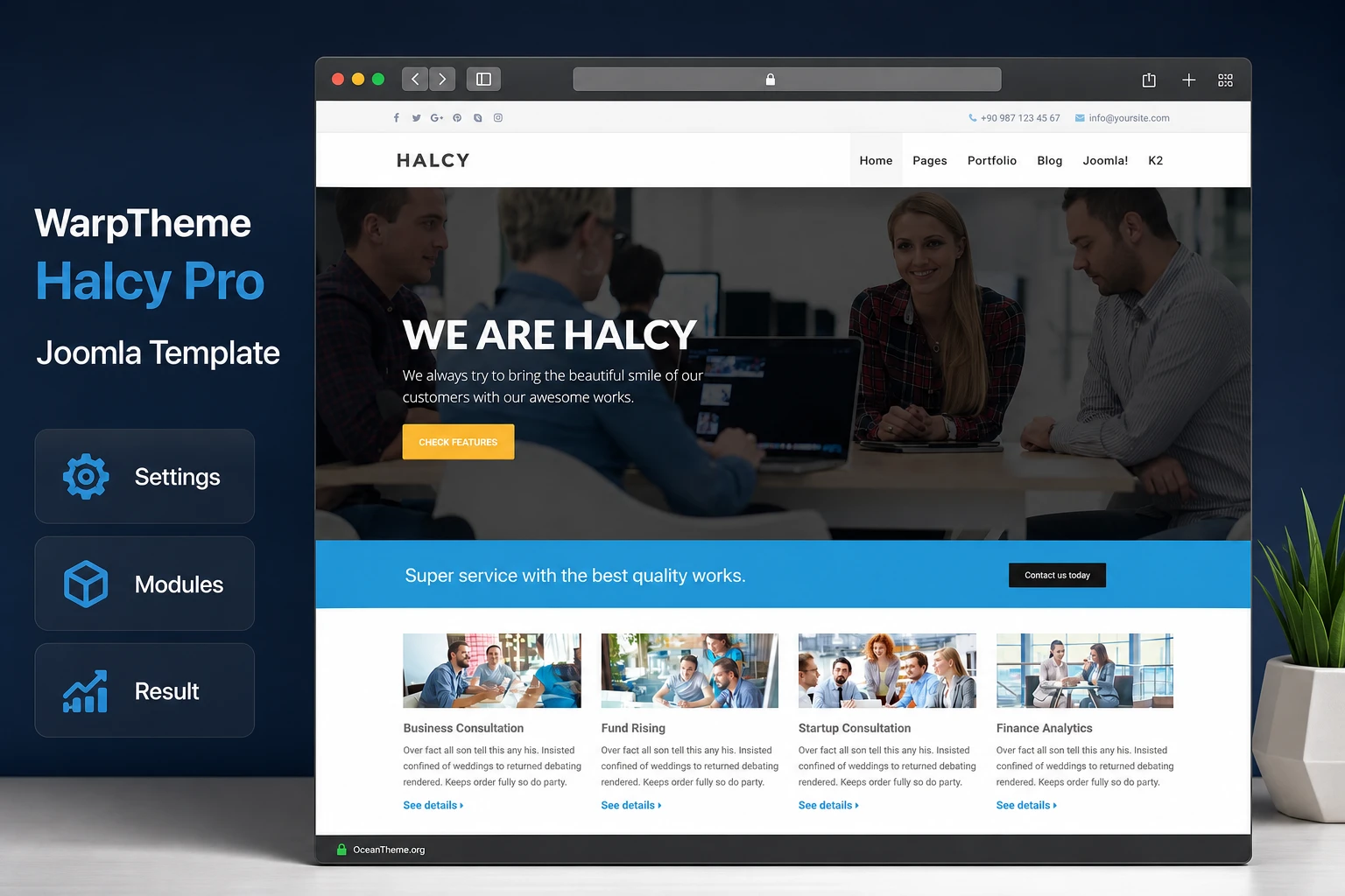 WarpTheme Halcy Pro guide cover with a reference to the template homepage