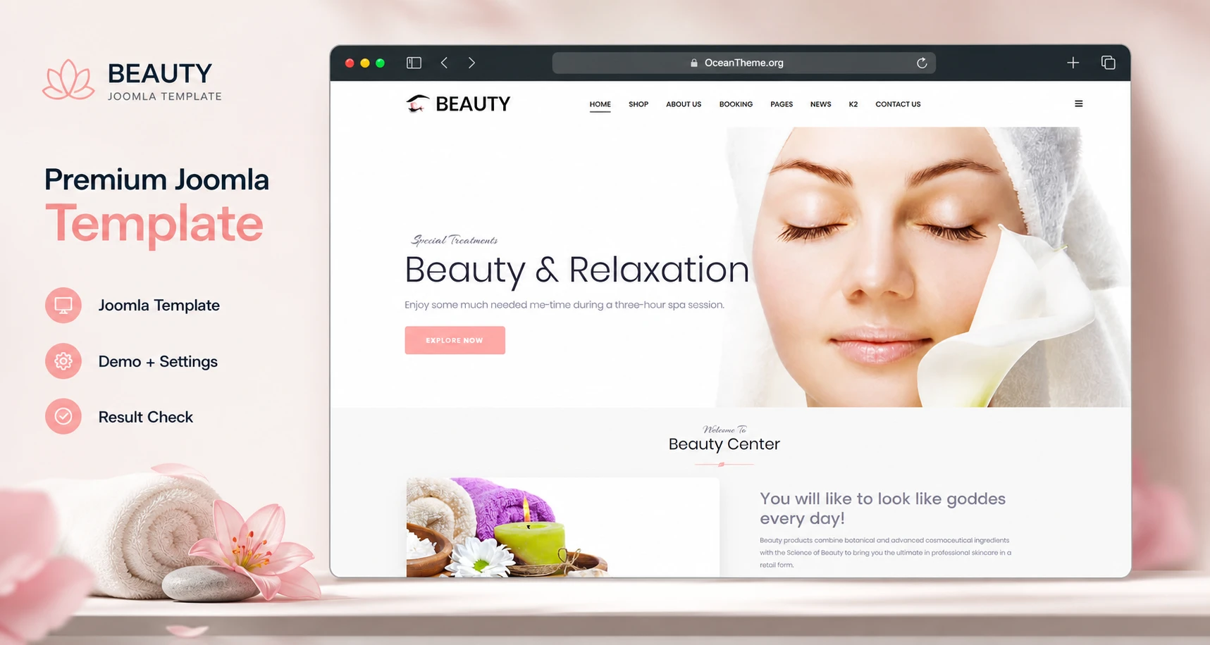 Cover image for the WarpTheme Beauty Pro guide with a Joomla salon demo homepage