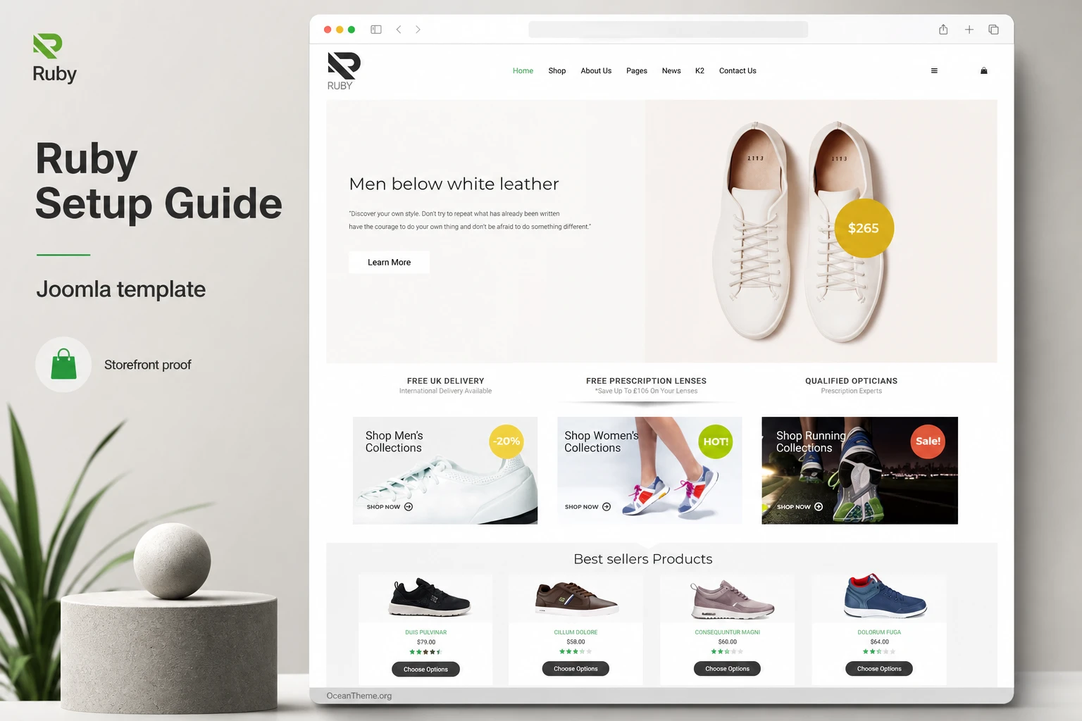Cover image for the WarpTheme Ruby Pro guide with a preview of the Ruby Joomla template