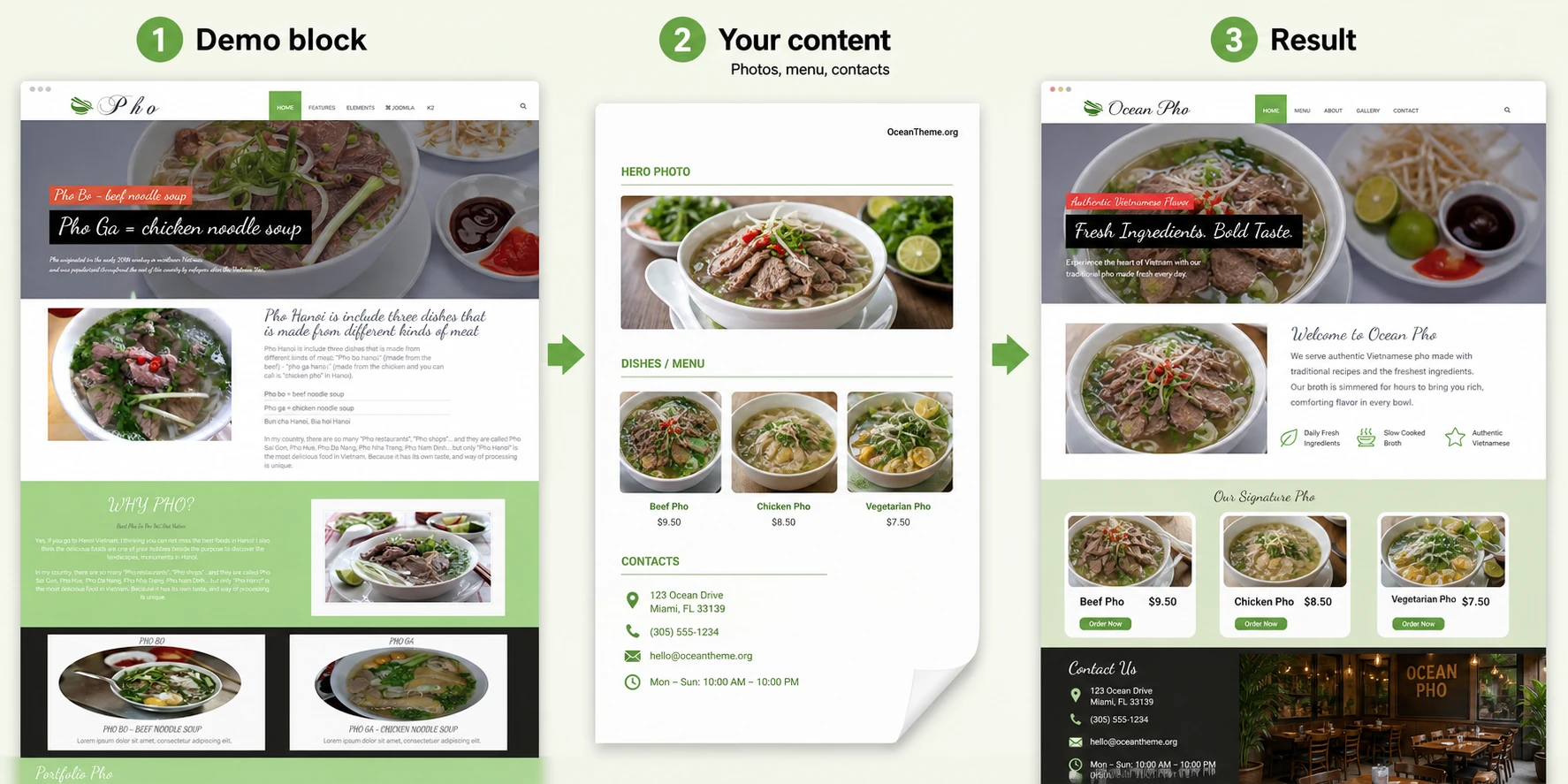Practical scenario for setting up a cafe homepage in WarpTheme Food Pro