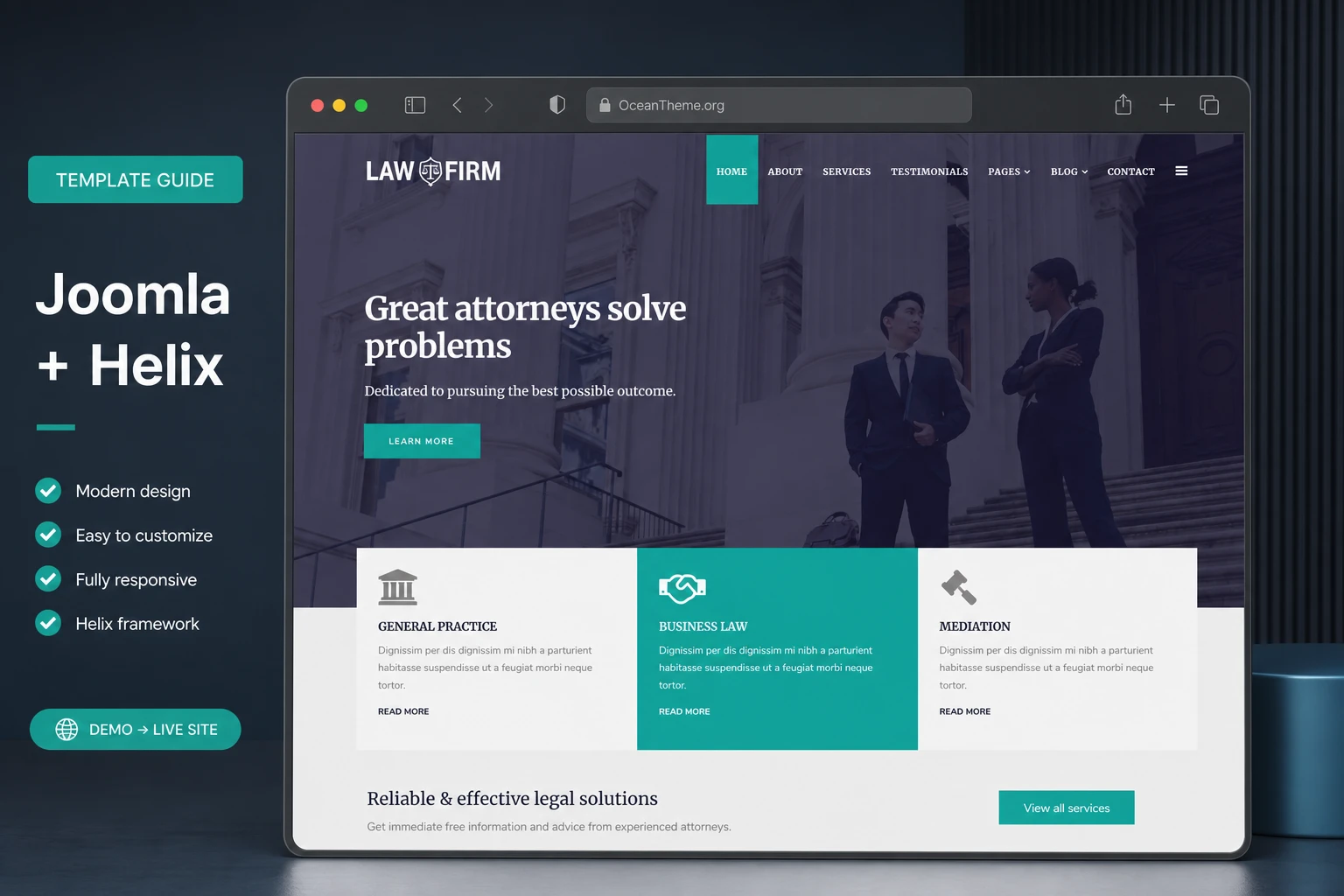 Cover image for the WarpTheme LawFirm Pro guide with a reference to the legal template homepage
